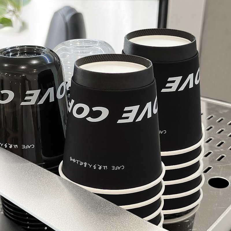 Eco Friendly Disposable Embossed Double Wall Coffee Paper Cup 12oz Hot Coffee Boba Tea PE Paper Cups With Lids for Cold Drinks